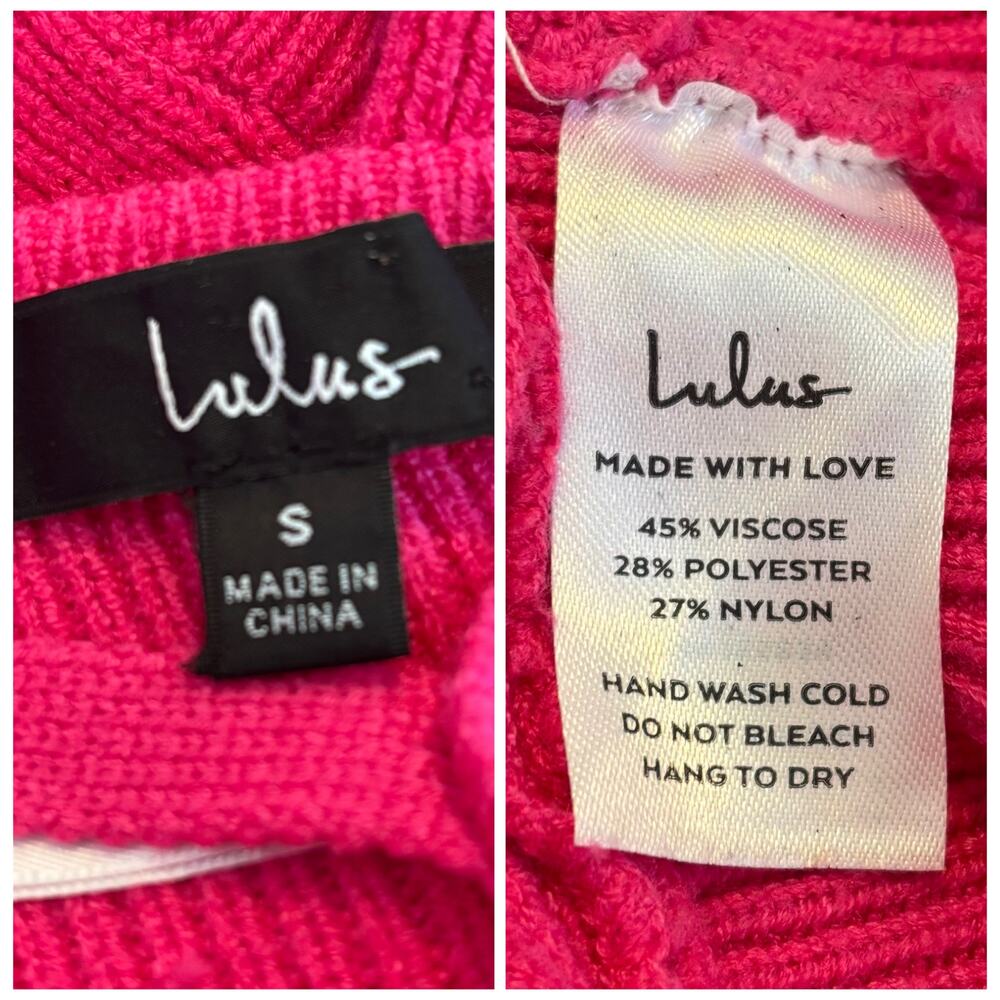 Lulus Hot Pink Barbiecore Wrap Sweater Coquette Ruffle Hem Balletcore Preppy S - Picture 8 of 8